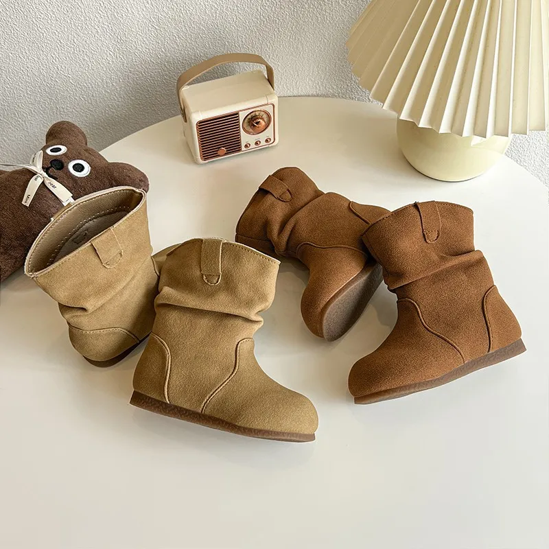 

Осень-зима 2023, новые детские повседневные кожаные ботинки для девочек, модные нескользящие универсальные короткие ботинки на мягкой подошве в корейском стиле