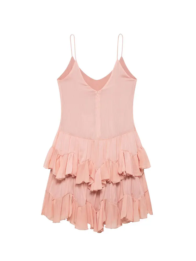 2025 ฤดูร้อนสบายๆหวานผู้หญิงชุด Cami แขนกุดมินิจีบชุดใหม่แฟชั่นวันหยุด