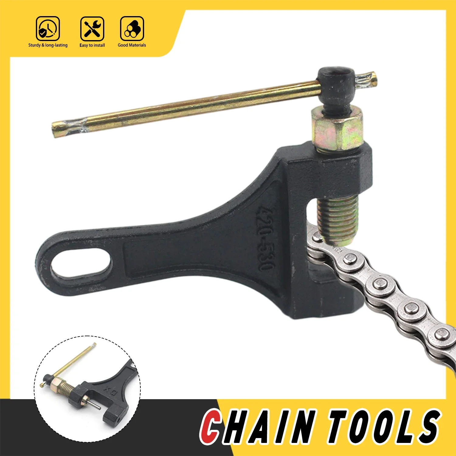 Motorcycle Chain Breaker Riveting Tool  420-530 Bike Chain Cutter Separator Link Splitter Remover for Motorbike Chain Repair