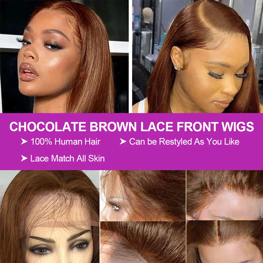 Bob Glueless Perücke Glatt Kurz #4 Schokobraun 13x4 HD Lace Front 100% Echthaar 250% Dichte Ready to Wear Versand aus FR Lager für Schwarze Frauen – Detail 6