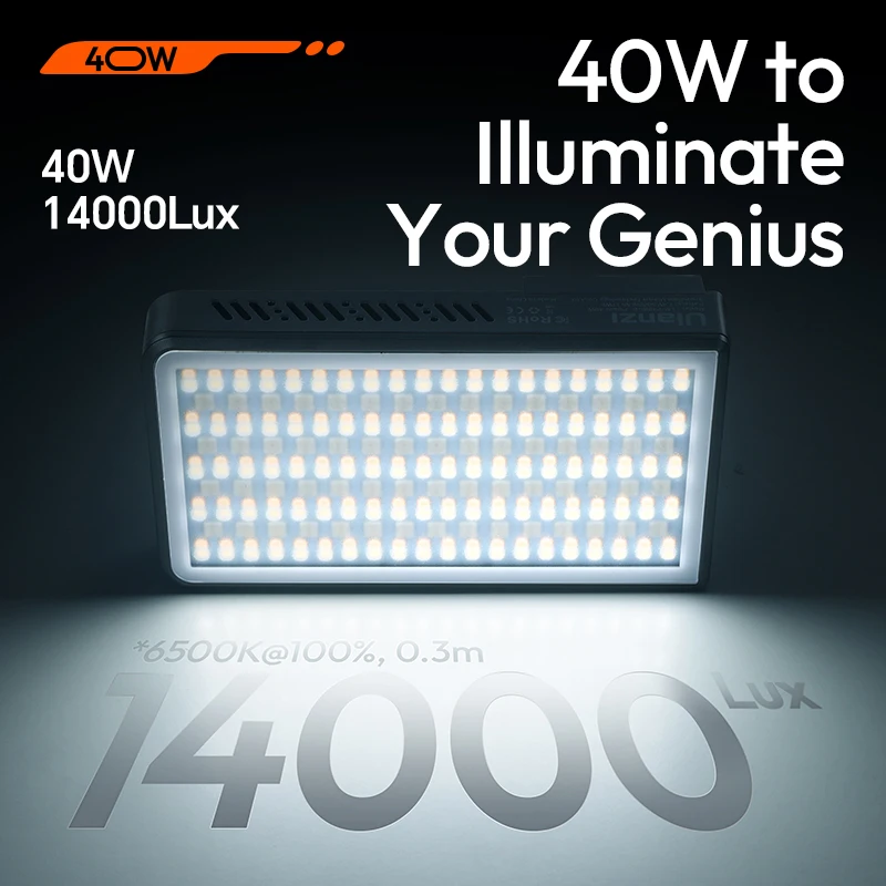 Ulanzi P40 RGB / P40 Bi 40W الفيديو الضوئي المحمولة ملء الضوء مع مروحة التبريد للتصوير الفوتوغرافي مدونة الفيديو المباشرة #4