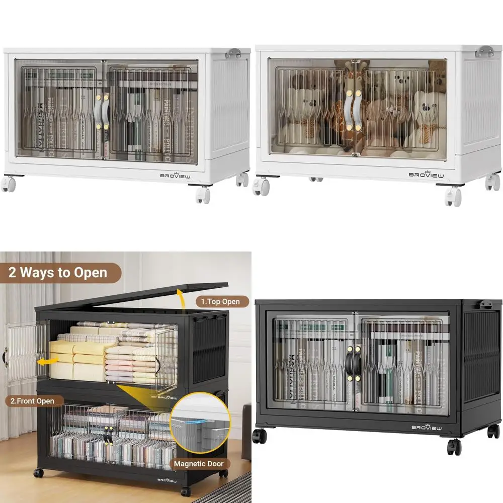 

BROVIEW V8 100 Qt Stackable Storage Containers with Lids, White, 1 Pack