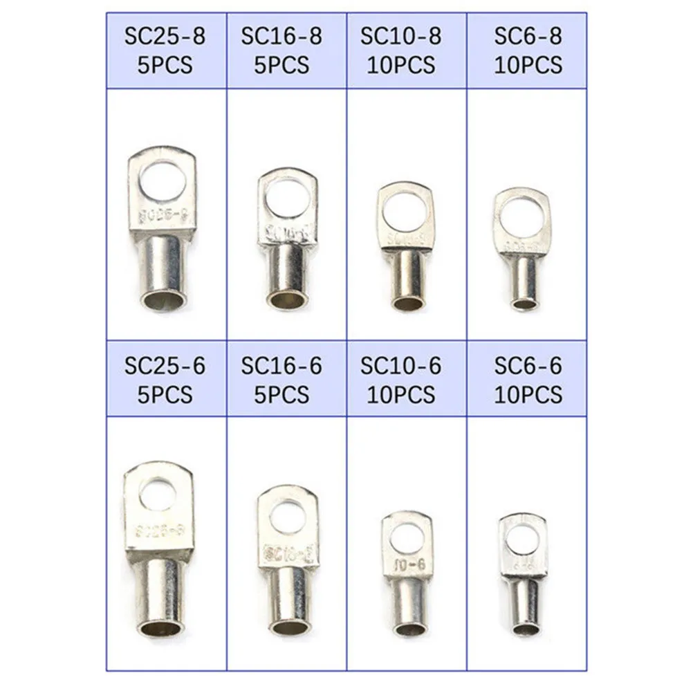 120PCS SC Series Copper Terminal Cable Lug Set with Heat Shrink Tubing Assorted Colors for Home Studio Company Wire Connectors