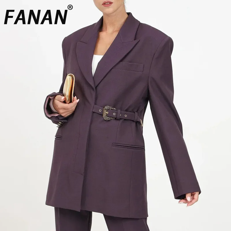 FANAN Luxury Style Suit 2025 Spring New Blazer Irregular Side Waist Cinching Slimming Suit Jacket Women's Trend Fashion Coats