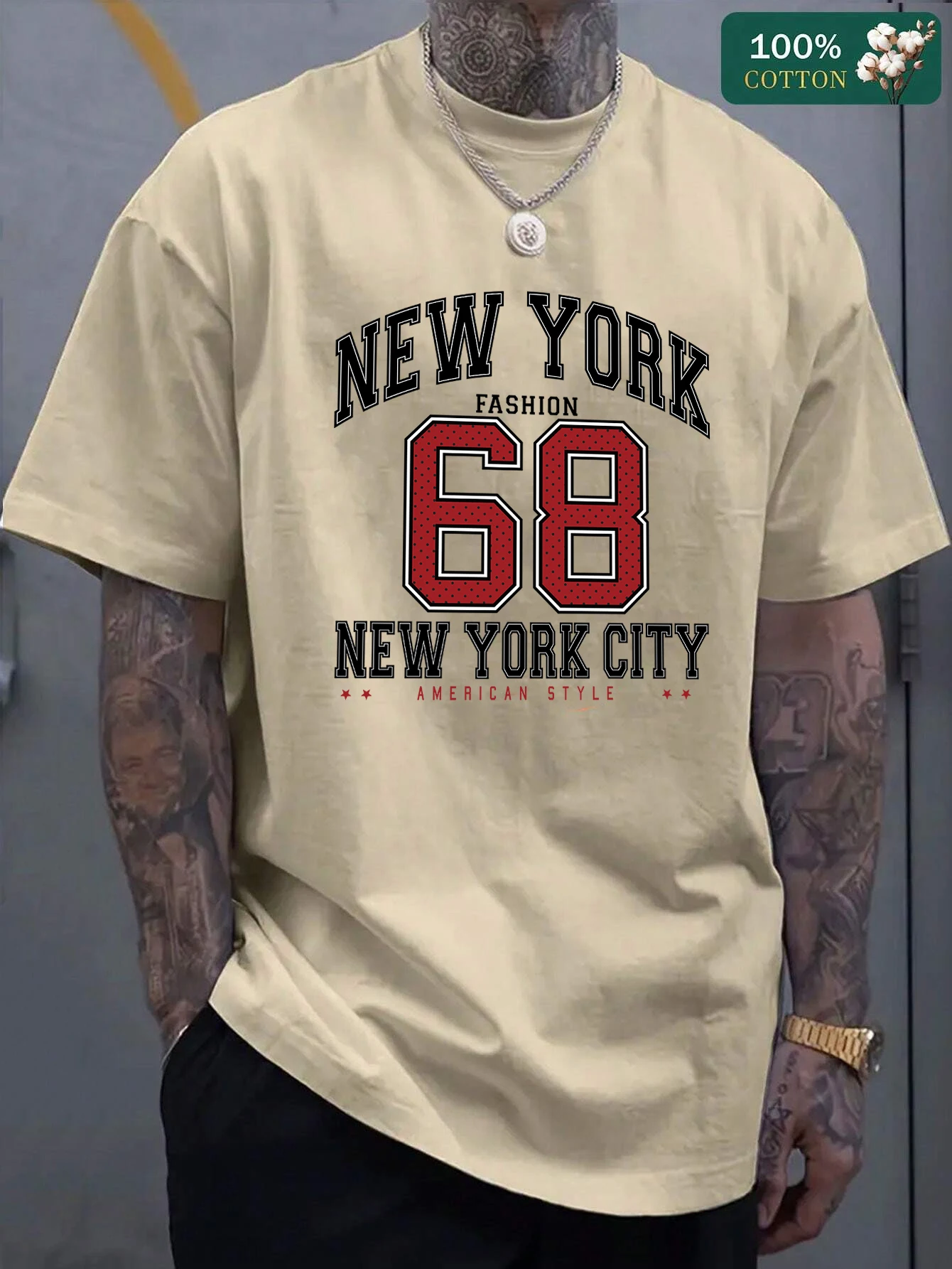 

Нью-Йоркская городская мода 68, мужская футболка с принтом в стиле хип-хоп, большие футболки, хлопковая летняя уличная одежда с круглым вырезом, удобная одежда