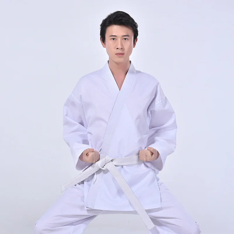 

White Taekwondo Uniform Suit with Belt for Kids, Elastic Waistband, Sports Training, Fitness, Gym Equipment