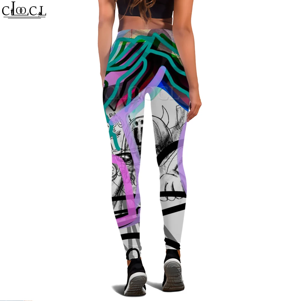 Cloocl novo streetwear feminino leggings estilo hip hop graffiti pintura gráfica impressão 3d calças sem costura sexy leggings de fitness