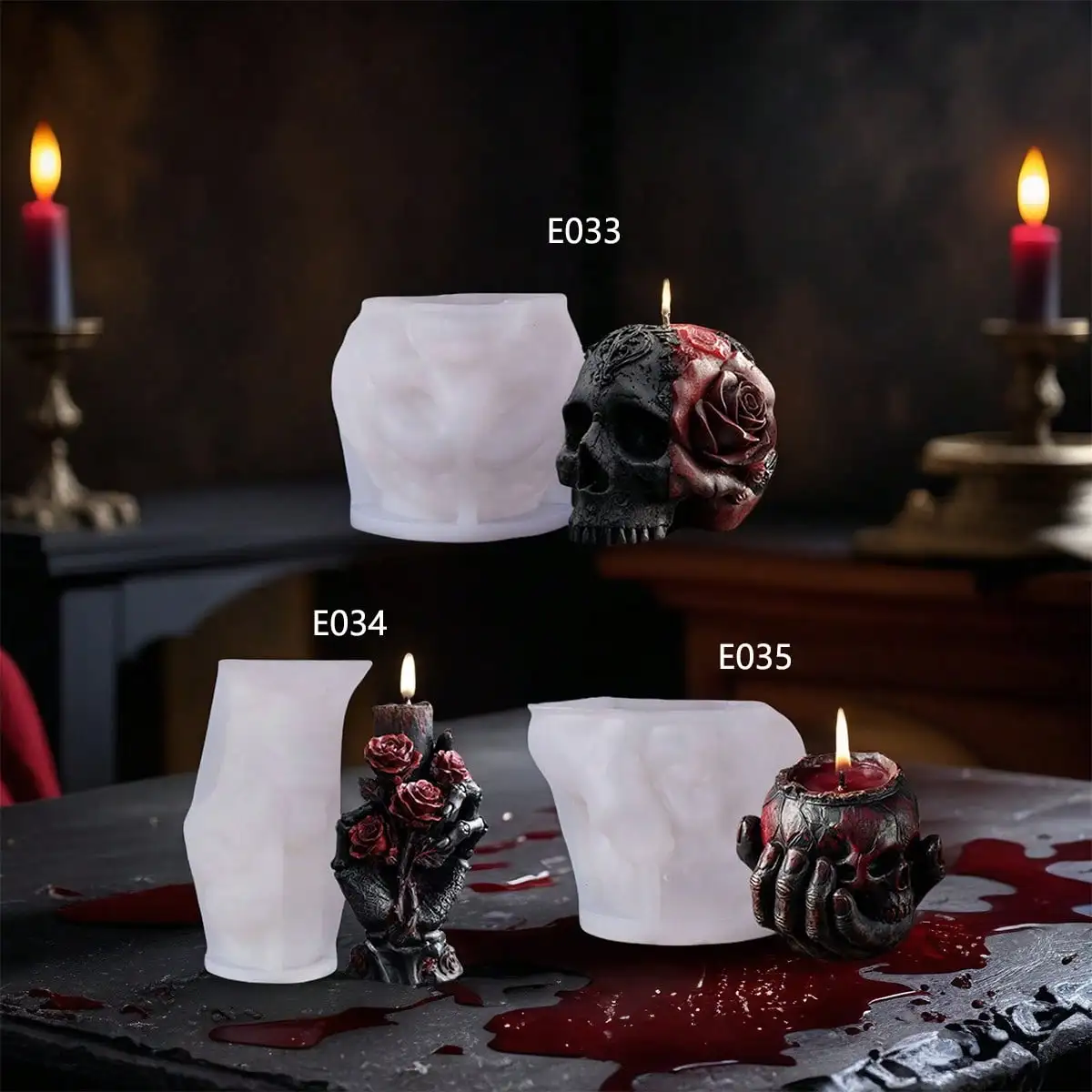 

Bone Hand Series Aromatherapy Candle Silicone Mold DIY Halloween Skeleton Series Candle Skull Mold