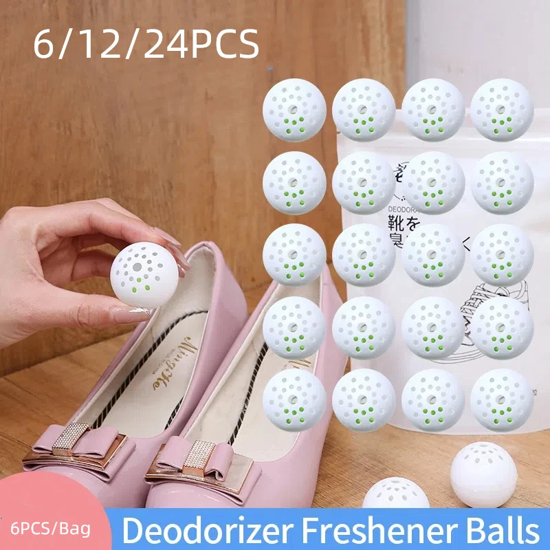 6/12/24pcs Deodorizing Balls Shoe Cabinet Sneaker Freshener Balls Cars Interior Deodorizing Supplies Mildew Proofing Balls