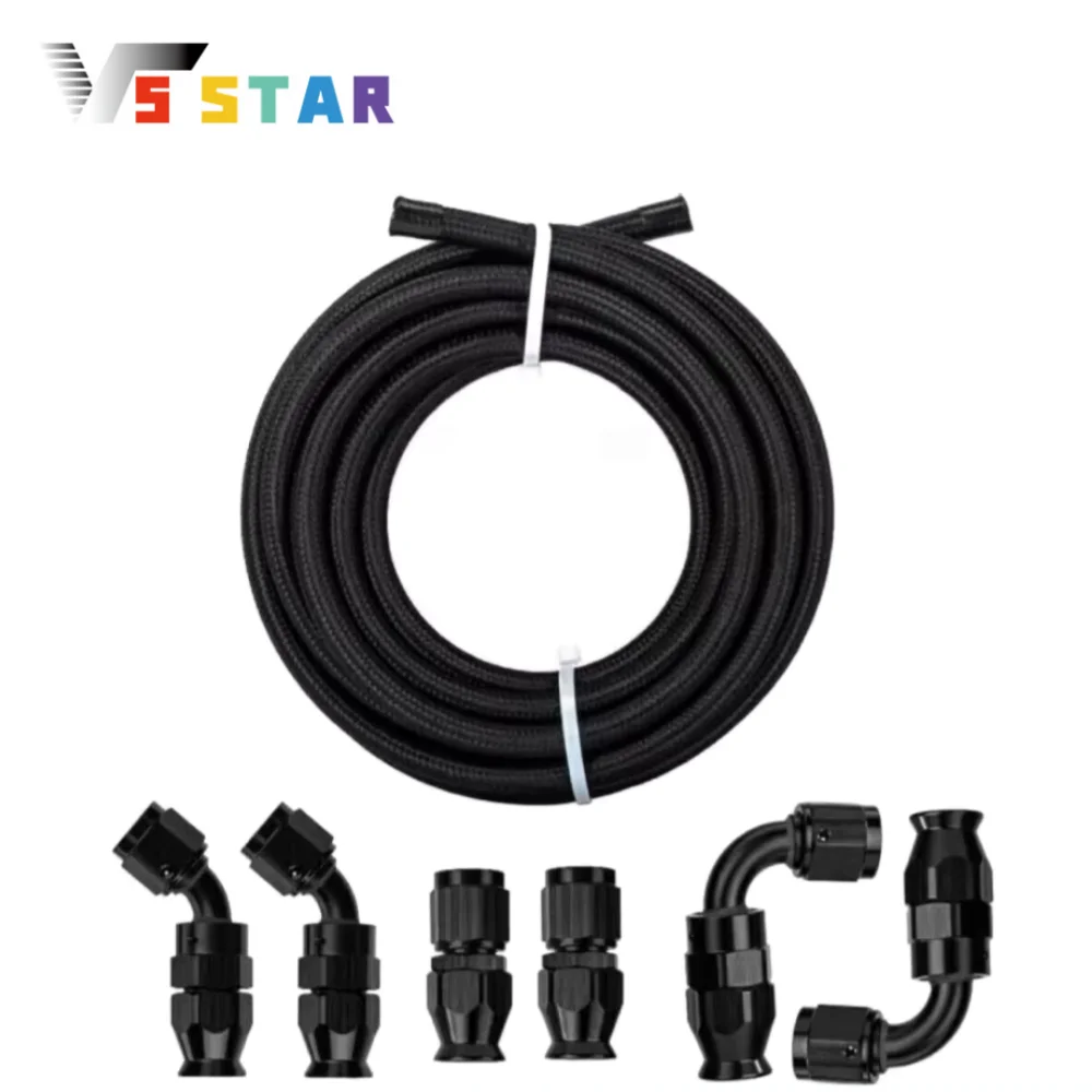 

Универсальная алюминиевая топливная линия AN4 AN6 AN8 20 футов с нейлоновой оплеткой из ПТФЭ с фитингами из 6 фитингов, комплект шлангов для автомобилей или морских двигателей