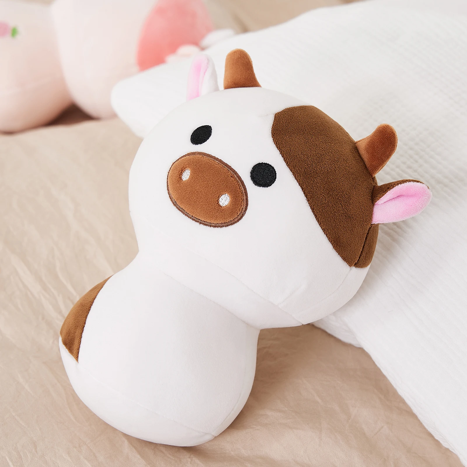 New Cow Stuffed Animals Soft Mushroom Cow Dolls Sitting Cow Plush Toys Hugging Pillow For Adults Kids Hot Sale