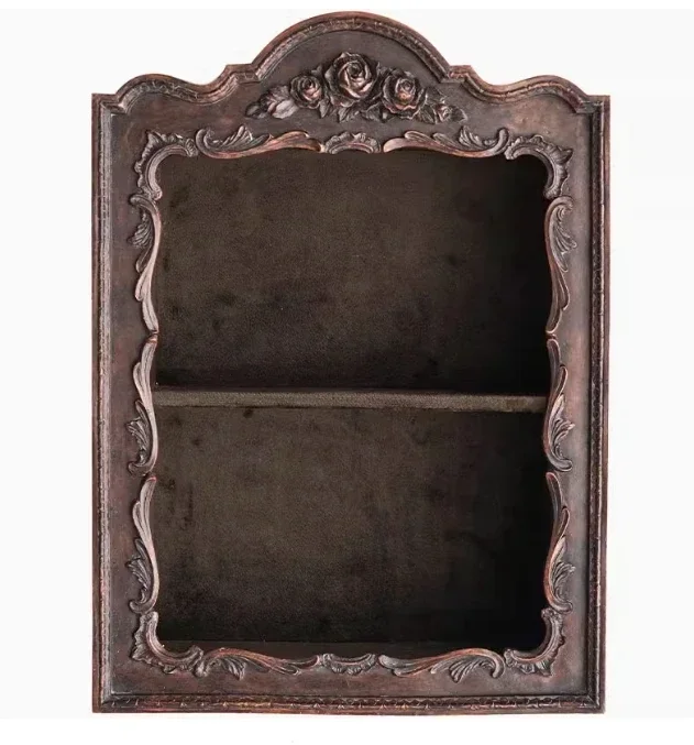 

French Retro Carved Rack European Resin Relief Multi-layer Wall Cabinet Storage Wall Hanging Cabinet Closet Organizer