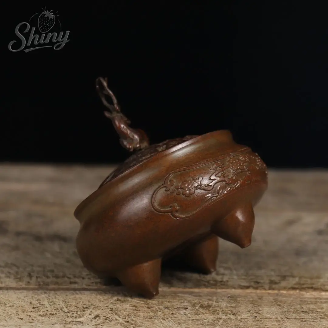 Solid Copper Vintage Deer-Shaped Sandalwood Incense Burner Home IndoorThree-Legged Incense Burner Decorative Piece