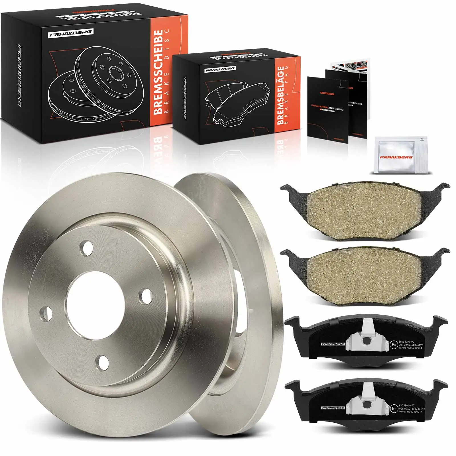 Frankberg 2x Remschijven 4x Remblokken Vooras Voor VW Lupo 60 6X1 1.2L 1999-2005 JZW615301C 6E0615301 8Z0615301C 6E0698151