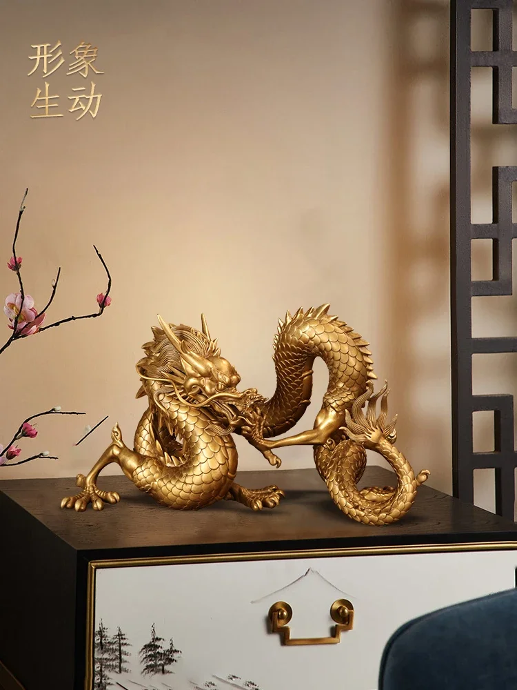 Bronze Dragon Statue Crafts Living Room Entrance Office Study Room Home Decoration Opening New House Gift Giving