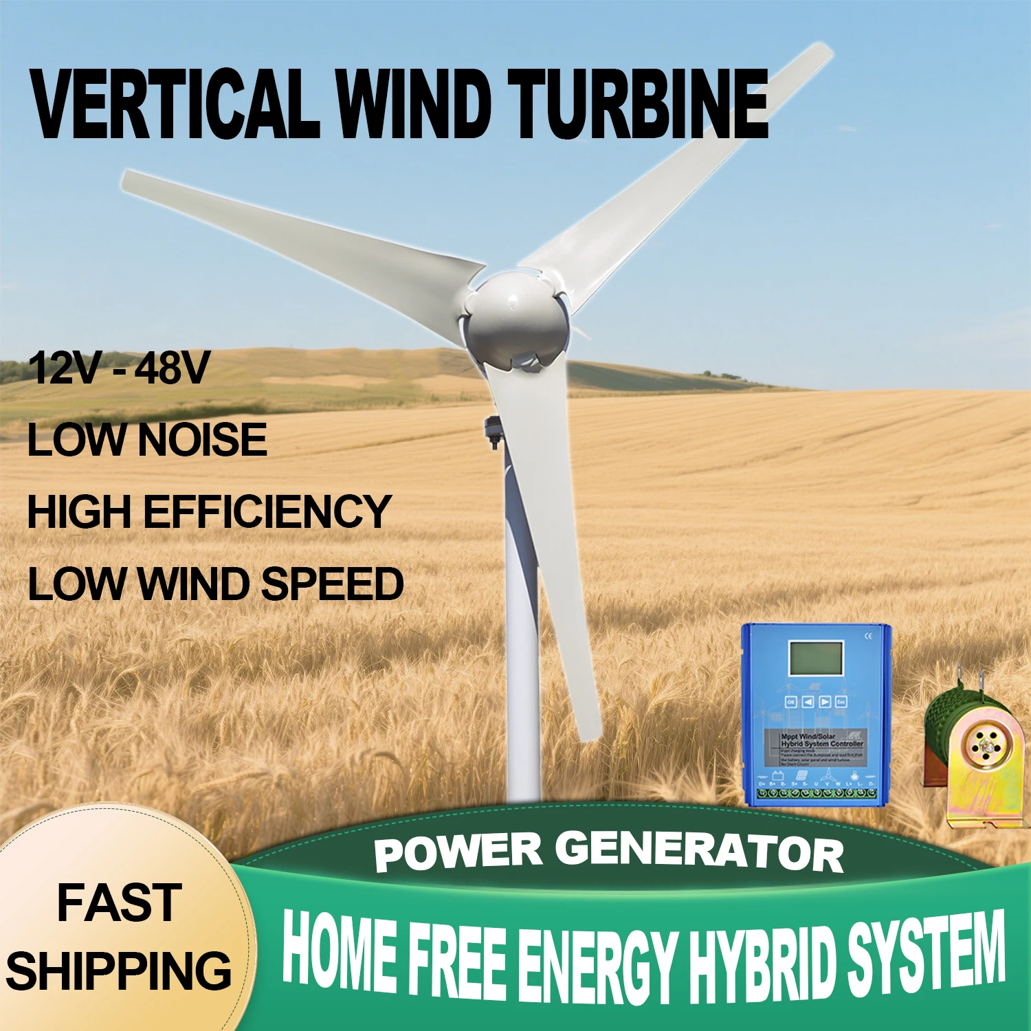 

Бесшумный ветрогенератор с горизонтальной осью 5000 Вт 8000 Вт 12 В 24 В 48 В для бытового производства электроэнергии, низкий уровень шума