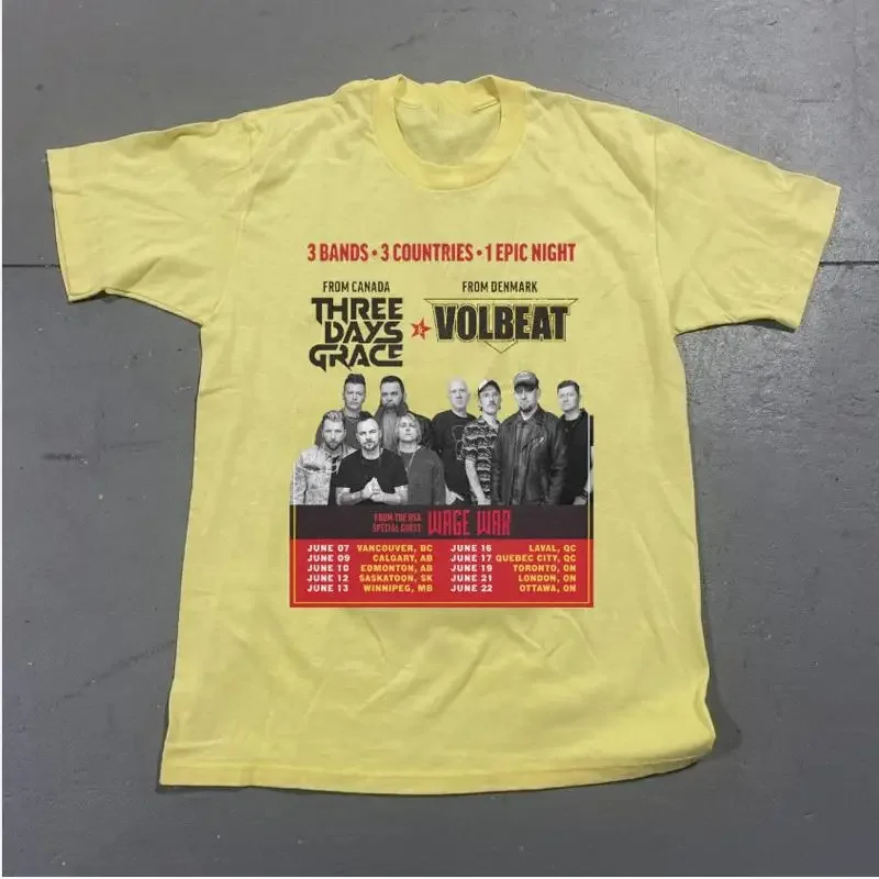 NEUES HEISSES Three Days Grace T-Shirt aus gelber Baumwolle, alle Größen S 5XL