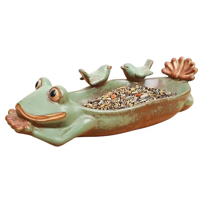 

Frog Bird Bath Bowl Ceramic Frog Bird Feeder Ceramic Bird Bath Frog Bird Feeder Frog Statue For Garden Yard Courtyard Home