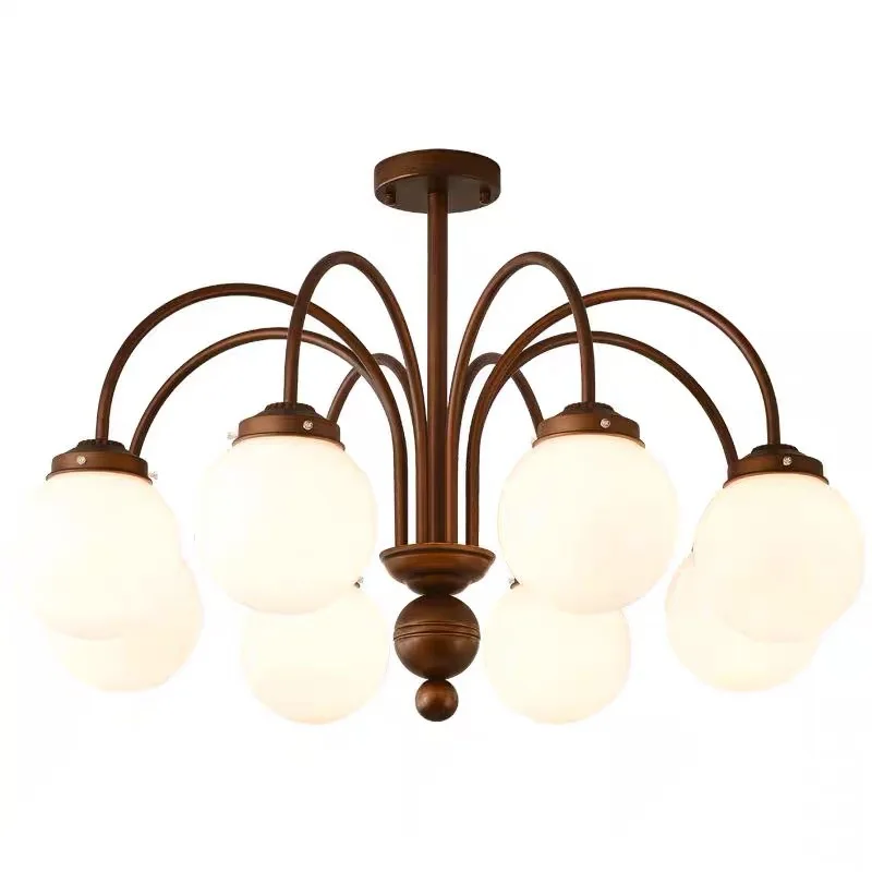 

American living room main lamp, B & B, tea room lamp, creative round glass