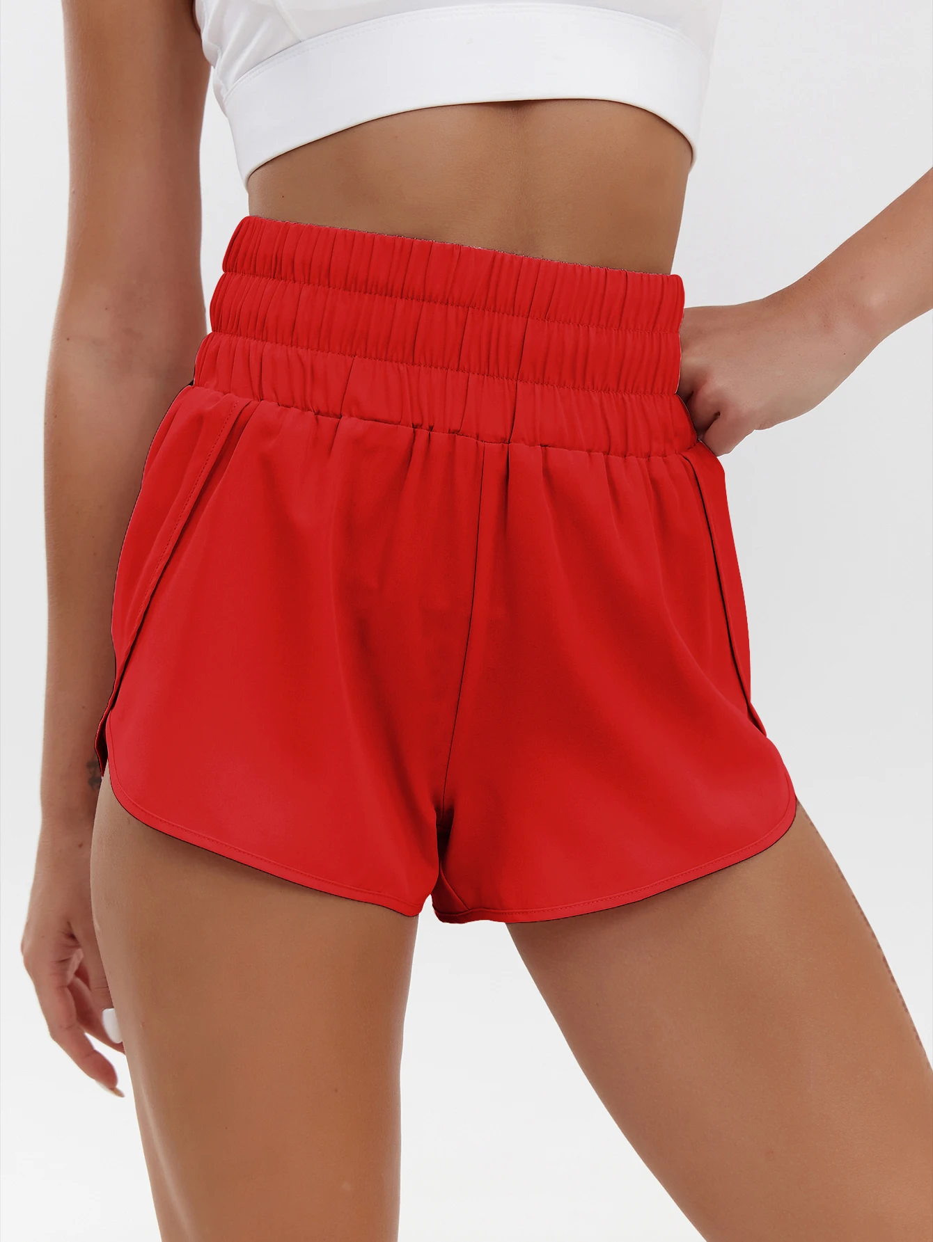 2025 Neue Europäische und Amerikanische Damen-Shorts mit Hoher Taille, Elastisch, Locker, Schnelltrocknend, Sport-Freizeitshorts, Atmungsaktive Hosen – Detail 23