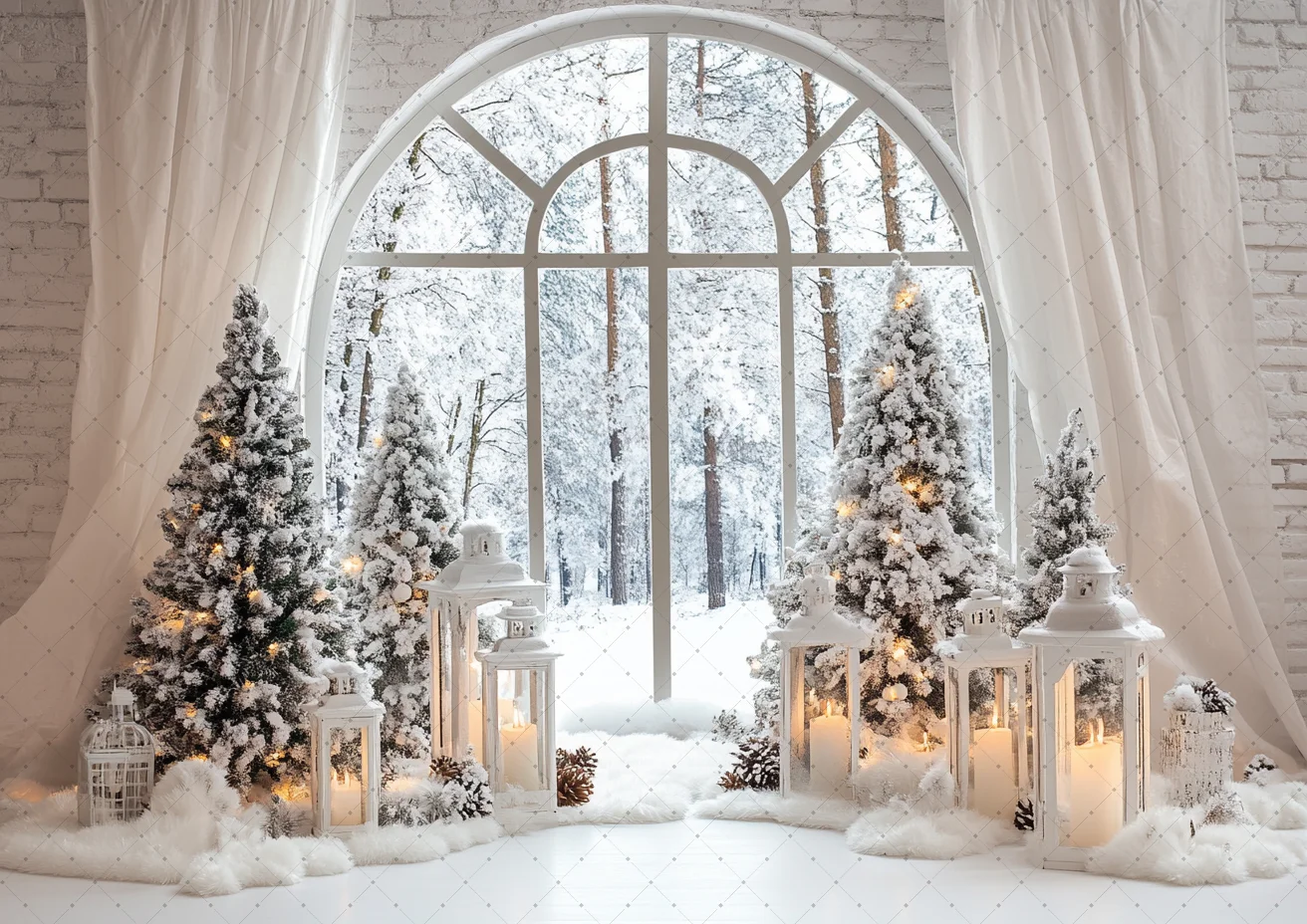

Winter Snow Backdrop White Window Photography Backdrop Christmas Backdrop Snowscape Background Xmas Holiday Decor Background
