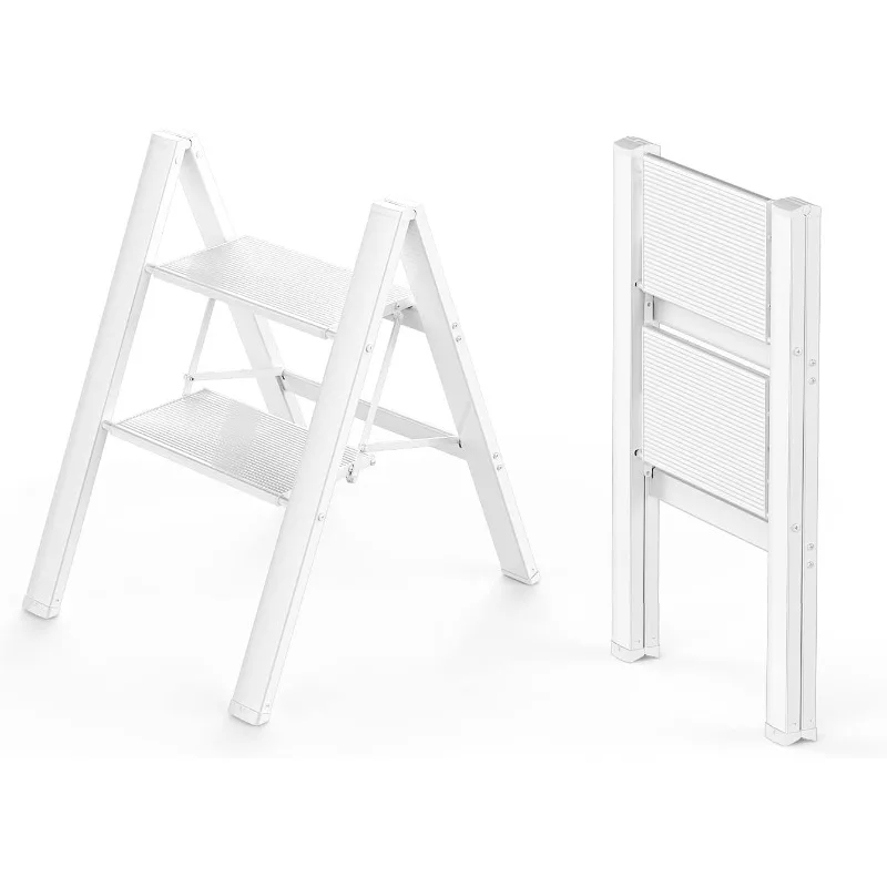 

Foldable Step Stool, Aluminum Lightweight Ladder for Home Kitchen Closet, Anti-Slip Pedals, Ease of Foldi