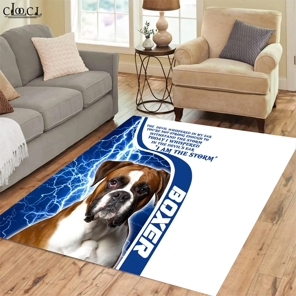 CLOOCL Basset Hound Carpets I Am The Storm Blue Lightning 3D Printed Carpets for Living Room Flannel Indoor Area Rug Alfombra