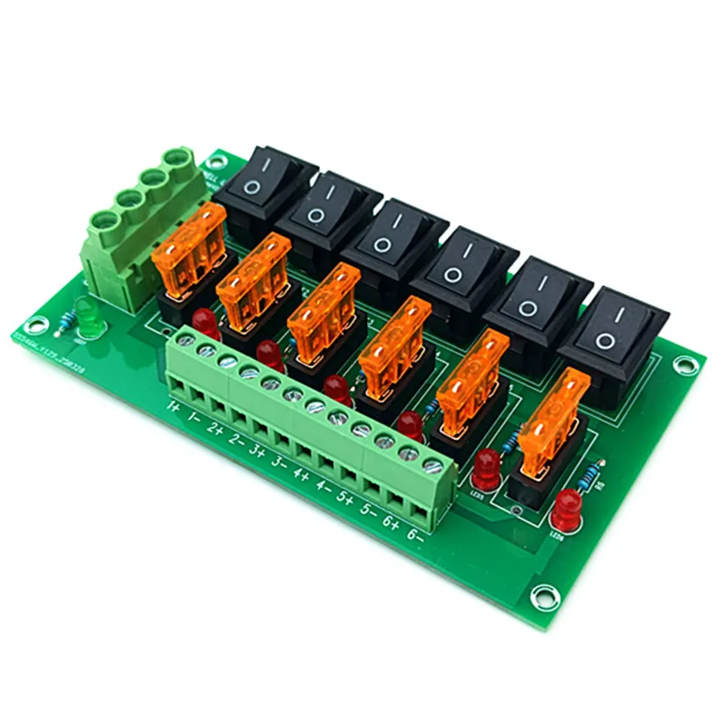 6 Position Switch Power Distribution Module Fuse Splitter Board AC/DC 5-32V