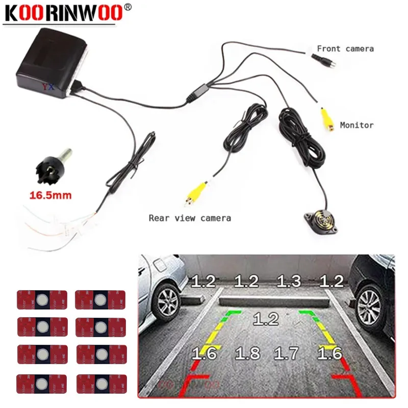 Koorinwoo Auto Parking Sensors 6 8 Front Back Cars Detector Video System 12V Reversing Electromagnetic Backup Radars Parktronic