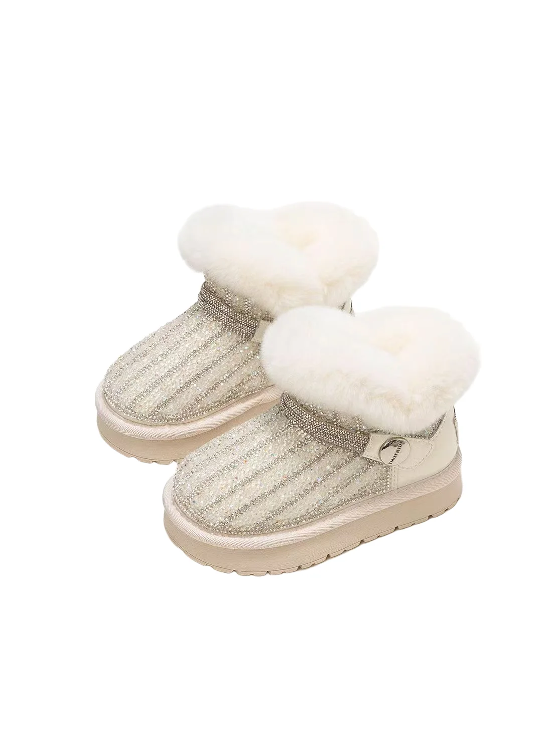 أحذية ثلج للأطفال بنعل سميك مطرزة بالترتر أحذية شتوية شتوية من القطيفة الحرارية أحذية بناتي مقاومة للانزلاق ونعل سميك مبطنة بالقطن #4