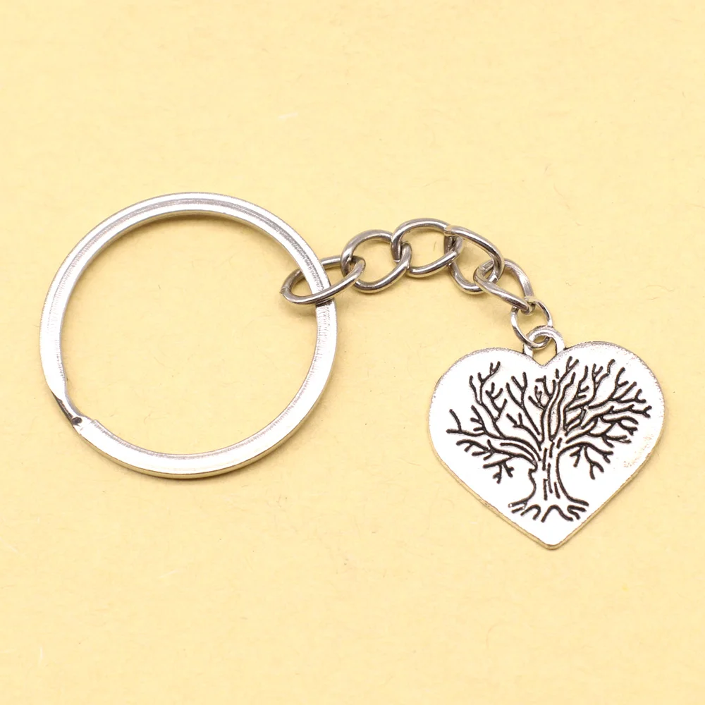 1 Piece Tree Of Life Heart Car Keychain Male Jewelry 22x23mm