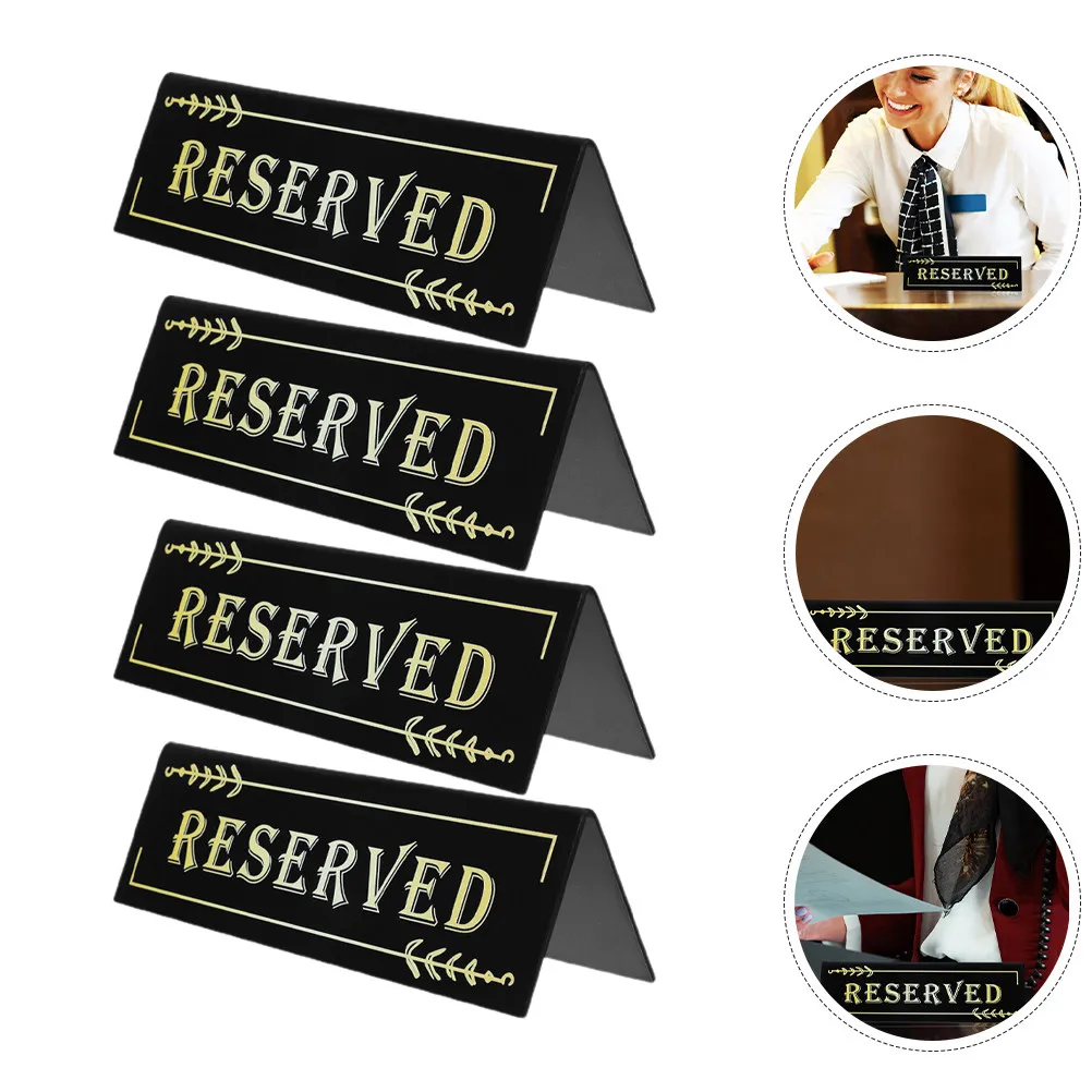 

4Pcs Acrylic Reserved Table Signs Freestanding Tent Shape Lightweight Shatter Resistant Modern Reserved Seat Cards for Wedding