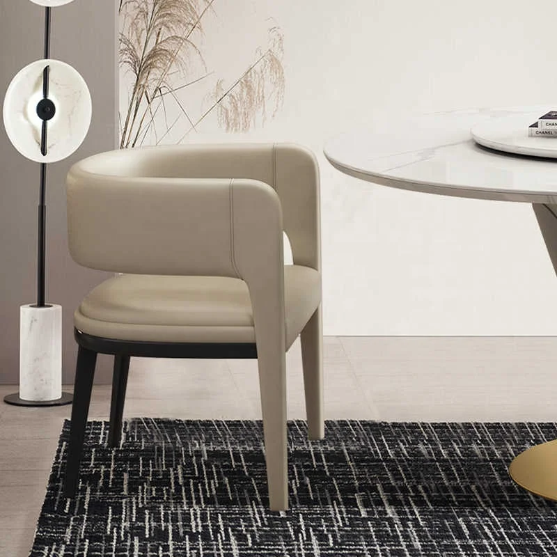 

*/ High Quality Nordic Leisure Designer Restaurant Coffee Pu Leather Dining Chair