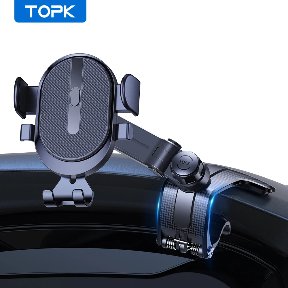 Topk-Car Dashboard Mobile Phone Holder, Universal Dash Clip, montagem de celular para 4-7 \