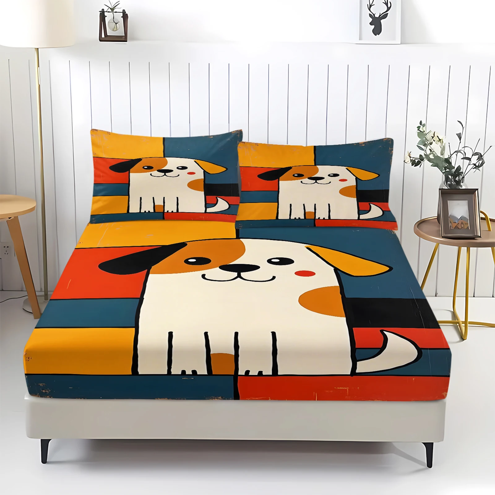Schattig cartoon puppy hond be - Fitted Bed Sheets Deep Pocket recensie en prijs