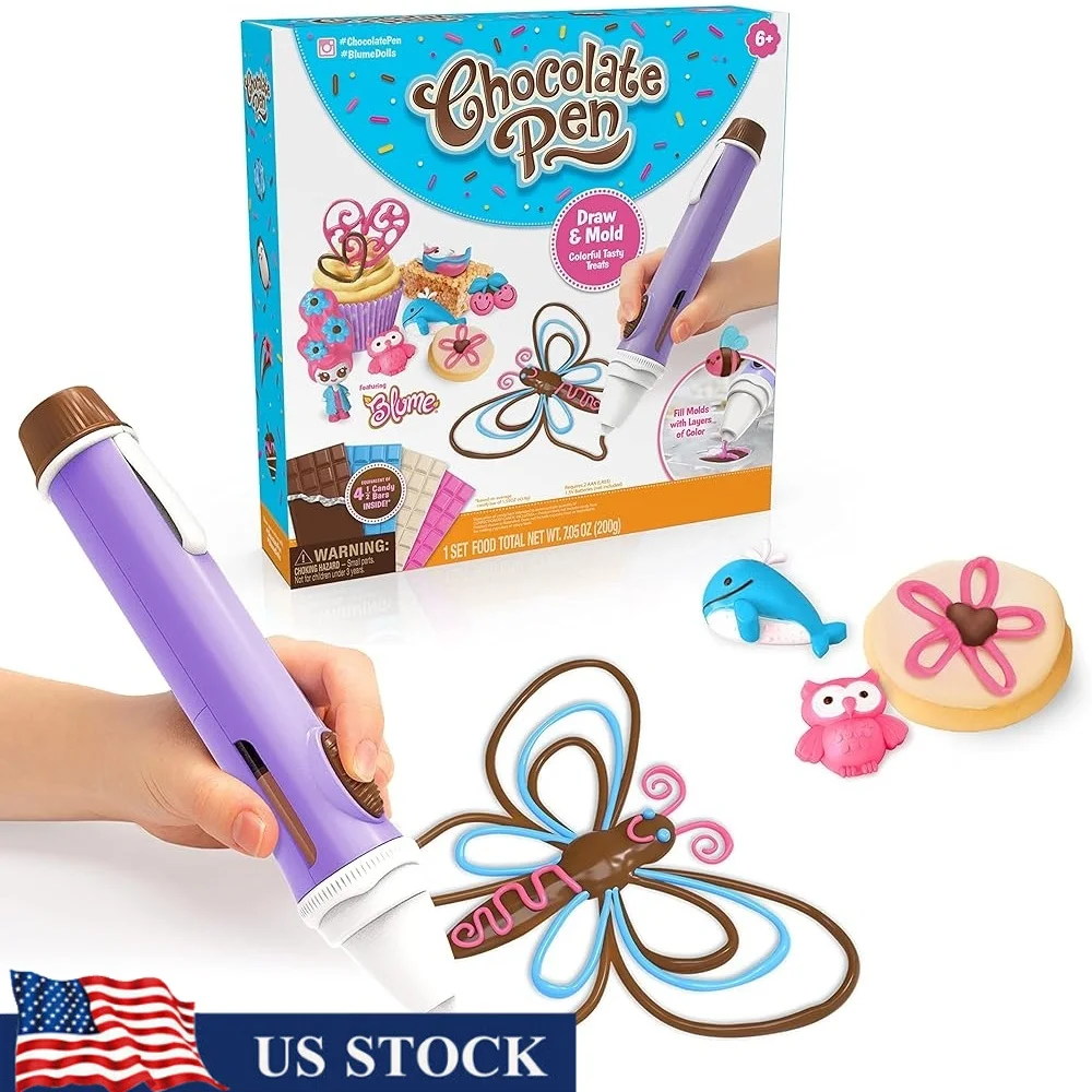 

Chocolate Pen Craft Kit with 4 Candy Bars DIY Baking Shapes 40 Molds Kids Creative Chocolate Treats Fun Activity
