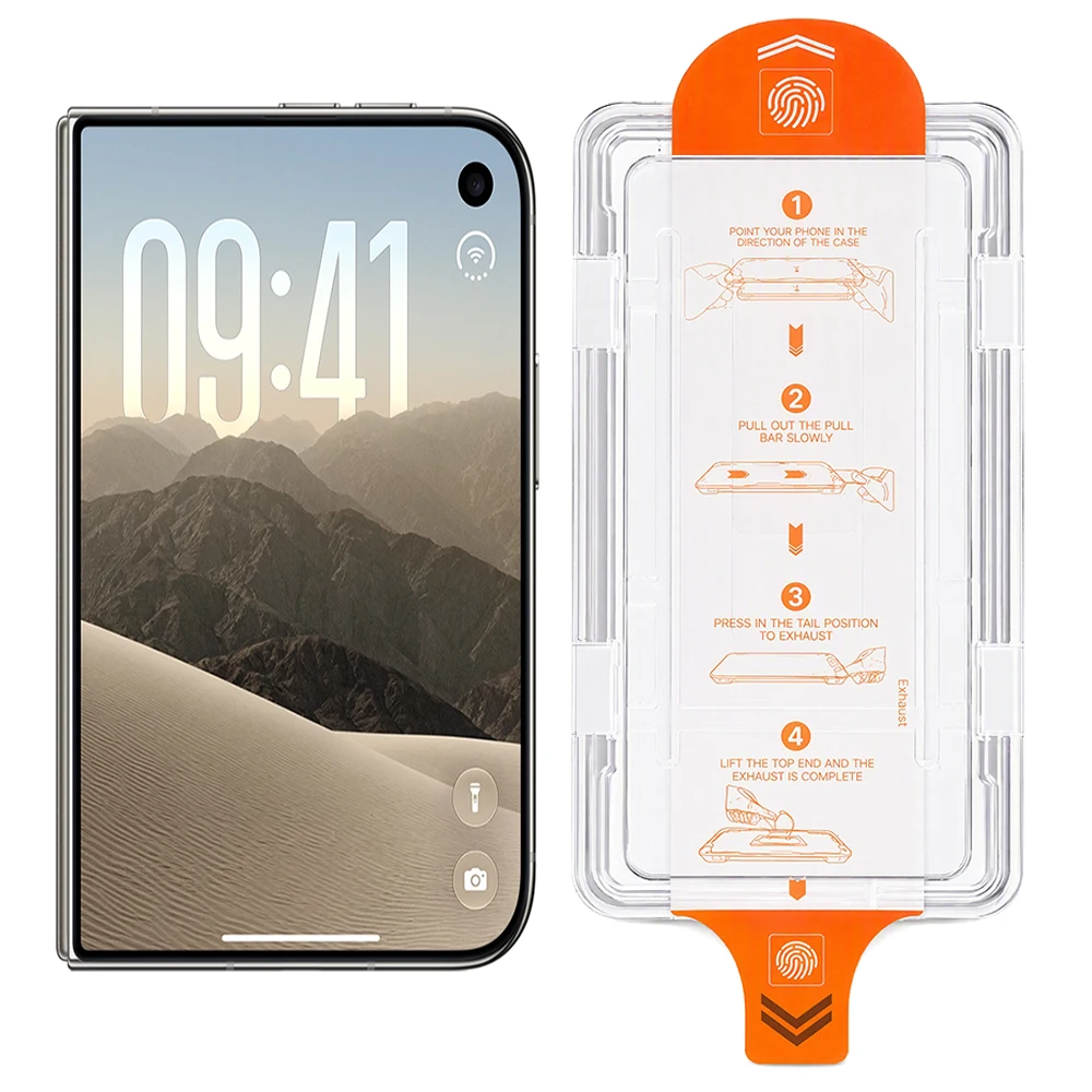 Displayschutzfolie aus gehärtetem Glas für iPhone Duo, 9H Vollabdeckung mit automatischer Staubaufnahme und Ausrichtungsschiene, blasenfrei