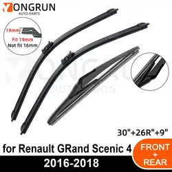 3PCS Car Wiper for Renault GRand Scenic 4 2016-2018 Front Rear Windshield Four Seasons durable Accessories 2016 2017 2018