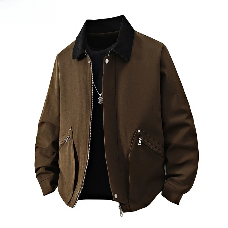 

Sli plus Size Men's Jaet Trendy Color Blo Square Collar Loose Casual Outerwear for Plump Men Autumn Spring Faion