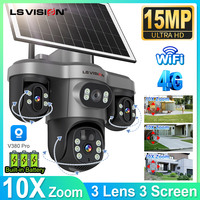 LS VISION V380 Three Lens 4G Camera Solar Outdoor Wifi Human Detection Night Vision Waterproof Security Video Battery Camara