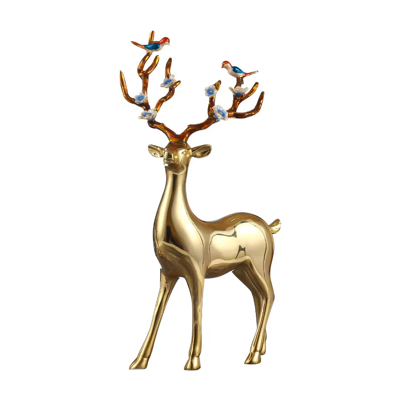 

Brass enamel sika deer ornament desktop creative living room home decoration