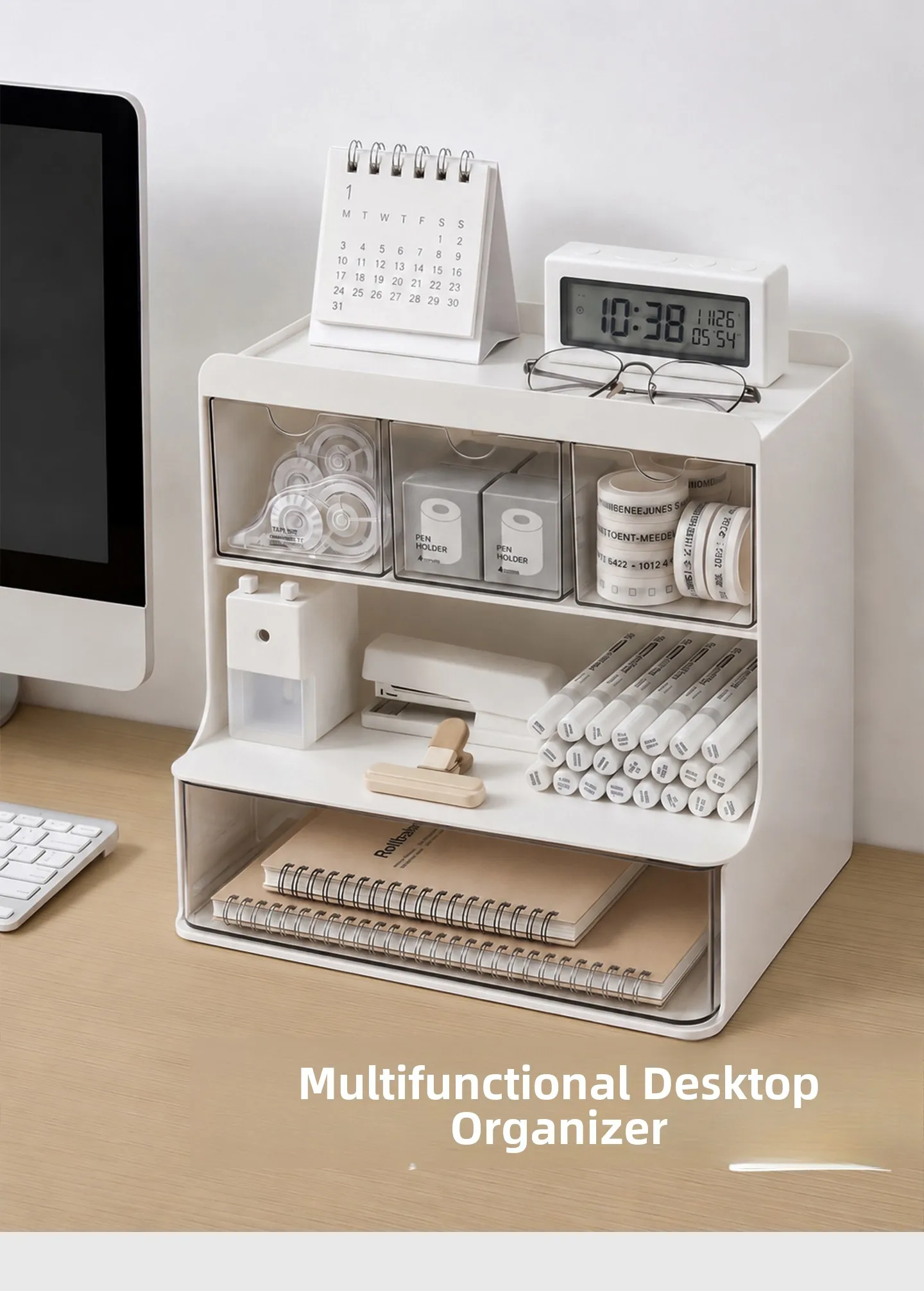 Desktop Drawer-Style Multi-Layer Plastic Organizer for Office & Student Desks — detail 1