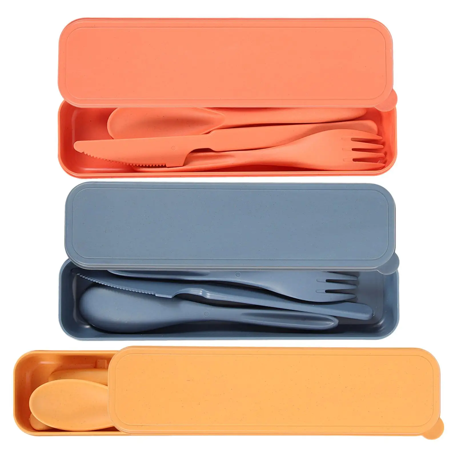 Wheat Straw Cutlery Set Portable Travel Picnic Utensils Lunch Boxes Kids Spoon Reusable Tableware Case Cute Fork Safe DurableOX