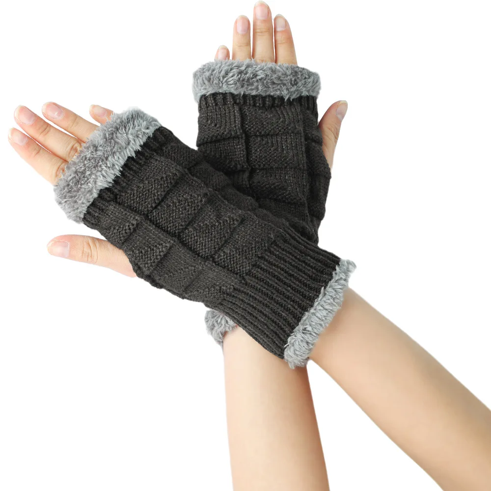 Sleeves Autumn Winter Cuffs Wool Thick Women Gloves Fashion Plush Knitted Famale Warm Soft Short Style Wrist Cuff Arm Warmer