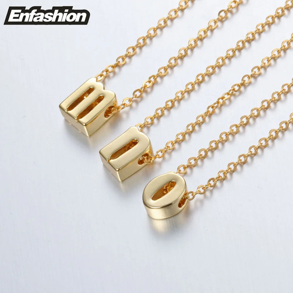 Enfashion Small Letter Necklaces Pendants Alphabet Initial Necklace Gold Color Choker Necklace For Women Jewelry Kolye Collier