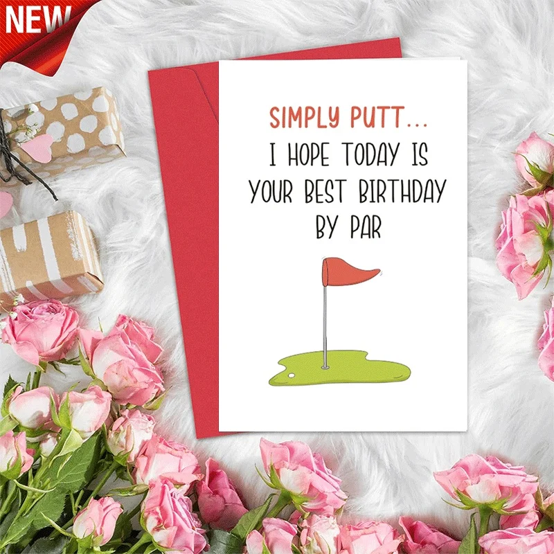 

Golf Themed Birthday Card, Funny "Best By Par" Putt Greeting Card for Golf Lover Birthday Gift