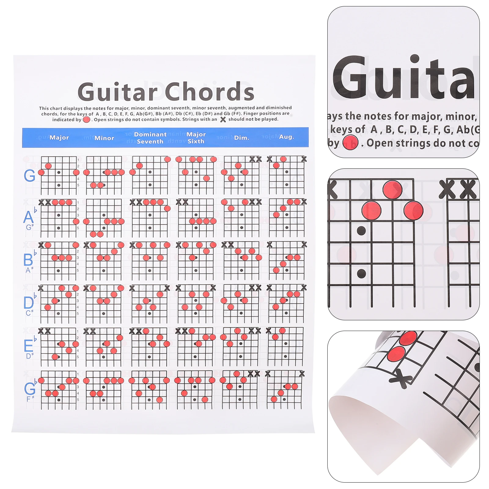 

Ukulele Guitar Score Learning Guide Chord Chart Coated Paper Finger Board Lamination for Beginner
