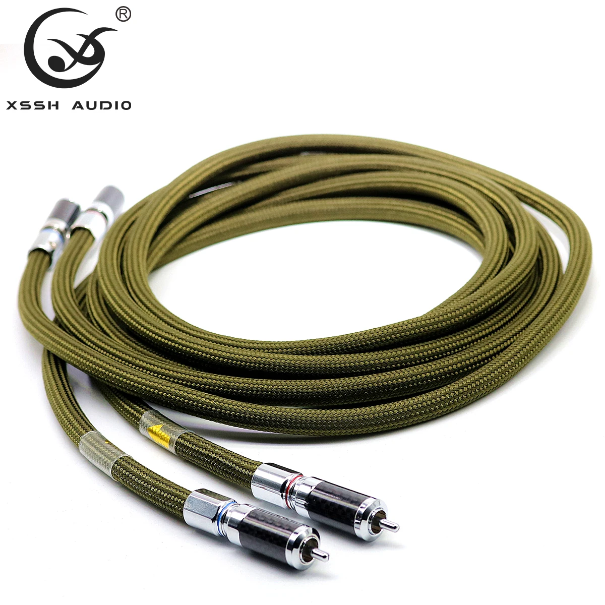 1 Pair HIFI RCA Jack XSSH Audio OFC Pure Copper Plated Silver Double Shield 2 Core 2 RCA to 2 RCA Audio Signal Cable Line Wire