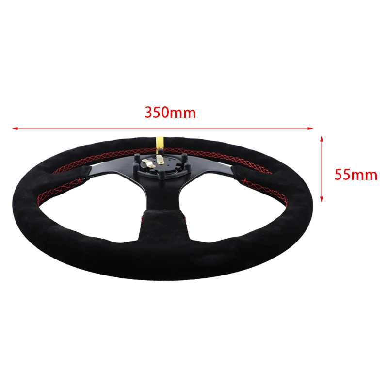 350mm Flat Steering Wheel Suede Aluminum Frame 14 Inch Drift Racing  Game Steering Wheel Universal