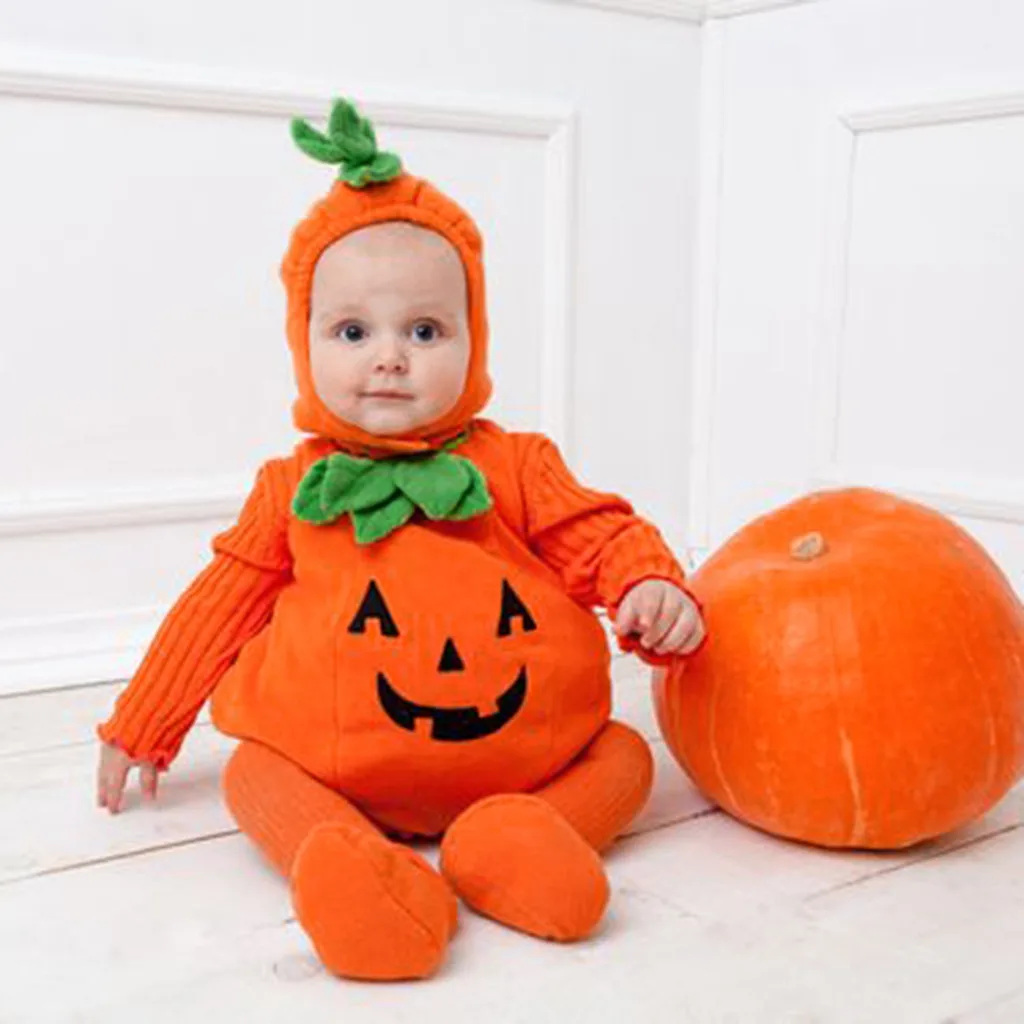 Baby Halloween Pumpkin Costume Stage Performance Costume Newborn Cosplay Costumes Bodysuit Hot Set Cute Pumpkin Baby Colthes